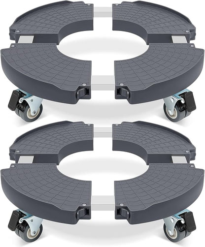 W B D WEIBIDA 2 Pack Round Dolly with Wheels Heavy Duty 440 Lbs Capacity, Rolling Plant Stand Adjustable Roller Base for Large Pots, Barrel, Drum, Cart with Casters