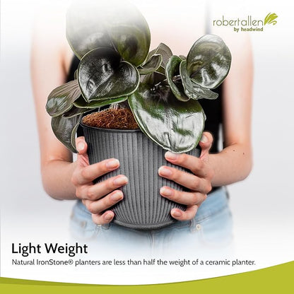 Headwind Robert Allen Natural Ironstone Decorative Planter, Archer Collection, Charcoal, 6-inch