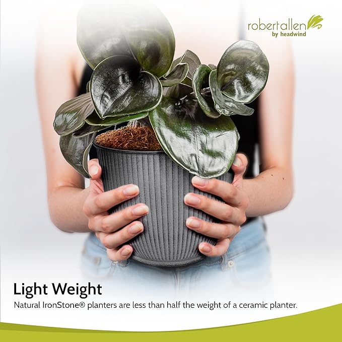 Headwind Robert Allen Natural Ironstone Decorative Planter, Archer Collection, Charcoal, 8-inch