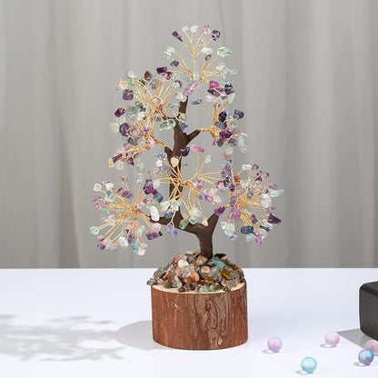 DUQGUHO Fluorite Tree Crystal Tree for Positive Energy Healing Crystal Tree of Life Fluorite Crystal Tree Decor Meditation Office Decor