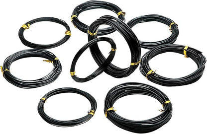 Hotop 10 Rolls Bonsai Wires Anodized Aluminum Bonsai Training Wire in 5 Sizes - 1.0 mm, 1.5 mm, 2.0 mm, 2.5 mm, 3.0 mm, Total 164 Feet (Black)