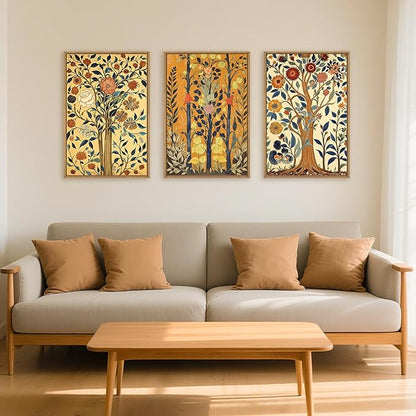 Large Vintage Floral Tree Framed Canvas Wall Art,Abstract Flower Wall Decor,Nature Botanical Painting,Classic Boho Artwork for Living Room,Bedroom,Dining Room,Farmhouse -16"x24"x3