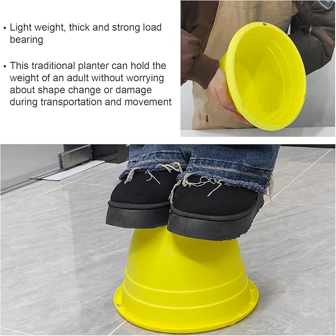 Plant Pots Set of 5 for Indoor & Outdoor Plants,10 Inch Lightweight Plastic Planters with Drainage Holes,Flower Pots for Healthy Root Growth(Yellow)