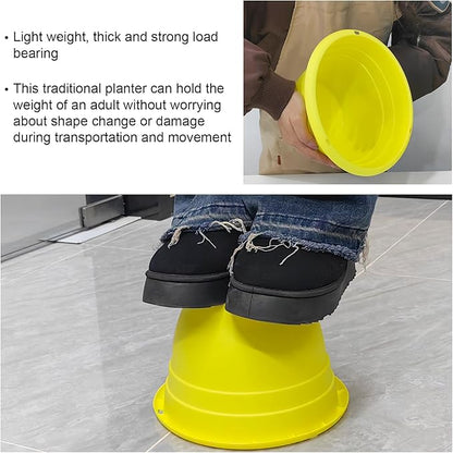 Plant Pots Set of 5 for Indoor & Outdoor Plants,10 Inch Lightweight Plastic Planters with Drainage Holes,Flower Pots for Healthy Root Growth(Yellow)