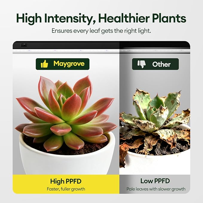 Grow Lights for Indoor Plants 2FT, Blue-Rich Full Spectrum 5000K Grow Light, 60W(4 x 15W), T5 LED Grow Light Strips for Succulents, High PPFD, Linkable, Black, 4-Pack