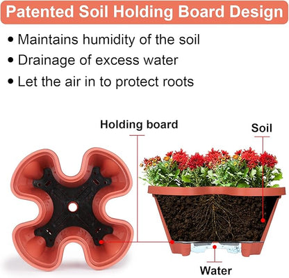 GameXcel Vertical Planter 4 Tier Stackable Planters Garden Planters Strawberry Herb Flower and Vegetable Planter Indoor Outdoor Gardening Pots with Removable Wheels and Tools 2-Pack