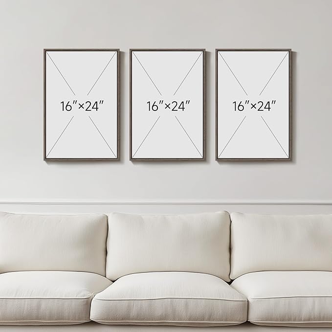 Framed Vintage Botanical Wall Art, 3 Piece Neutral Floral Plants Canvas Painting Prints Artwork for Living Room, Rustic Flowers Pictures for Farmhouse Bedroom Kitchen Dining Room Home Decor, 16x24