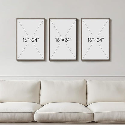 Framed Vintage Botanical Wall Art, 3 Piece Neutral Floral Plants Canvas Painting Prints Artwork for Living Room, Rustic Flowers Pictures for Farmhouse Bedroom Kitchen Dining Room Home Decor, 16x24