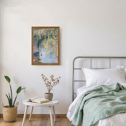 Woojin Framed Vintage Monet Canvas Wall Art, Garden Rose Cute Animals Painting Picture Wall Decor, Sunset Landscape Poster Impressionist Floral Prints for Living Room Bedroom Bathroom Office 16x24 in