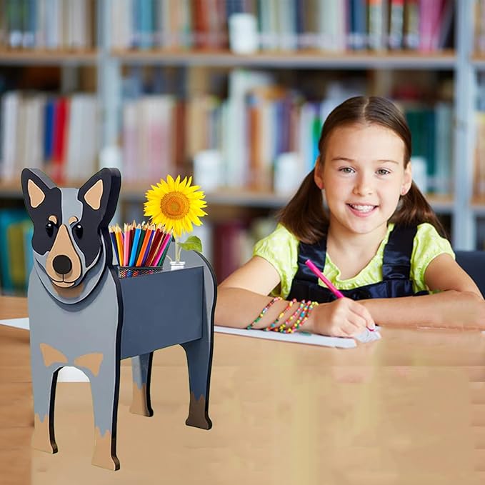 Australian Cattle Dog Planter,Cute Dog Flower Pot,Gifts for Pet Lovers,Unique Animal Plant Pots,Office,Indoor Outdoor Garden Decor(9.45 * 6.09 * 13.39in)