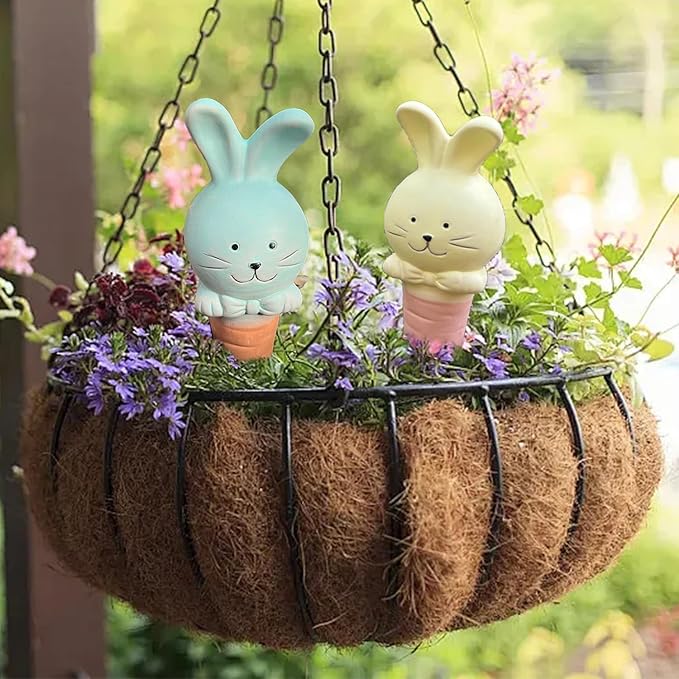 4 Pcs Plant Terracotta Self Watering Spikes, Vacation Plant Self Watering Devices, Clay Plant Watering Stakes Suitable for Indoor Plant Watering Globes Bunny Gifts Women Mom Grandma Wife Rabbit