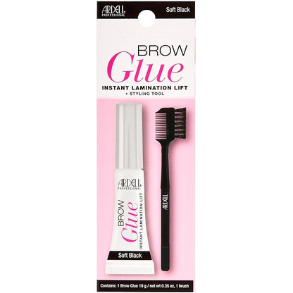 Ardell Brow Glue Soft Black with Styling Brush – Instant Lamination Brow Gel for Fluffy, Defined Brows, All-Day Extreme Hold Eyebrow Gel Waterproof, 0.35 oz