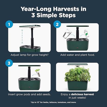 AeroGarden Harvest Lite in Green, Soil-Free Indoor Hydroponic Garden with LED Grow Light for Year-Round Gardening of up to 6 Herbs and Vegetables