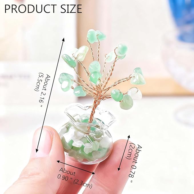 Runyangshi 12 Pcs Chakra Crystal Trees of Life - Fengshui Money Luck Gemstones Tree, Handmade with Natural Stones and Copper Wire for Home Office Decoration, Reiki Healing Meditation Gifts