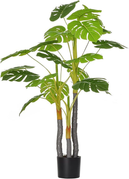 HOMCOM 4FT Artificial Monstera Tree, Faux Decorative Plant in Nursery Pot for Indoor or Décor