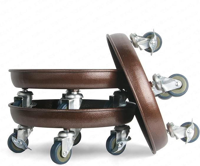 Plant Caddy with Wheels 12 Inch 2 Pack, Heavy Duty Metal Plant Stand & Dolly with Lockable Casters, Holds 160 lbs for Indoor Outdoor Large Flower Pots, Bronze