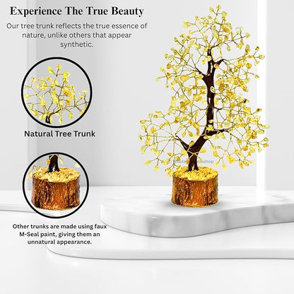 Citrine Crystal Tree with Golden Wire – Handmade Feng Shui Gemstone Bonsai for Wealth & Positivity