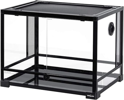 REPTI ZOO Large 34 Gallon Reptile Glass Tank,Front Opening Double Hinge Door 24" x 18" x 18", Screen Ventilation Terrarium (Backgrounds not Include)