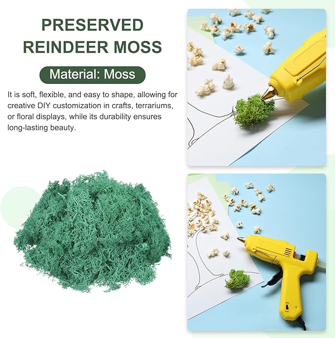MECCANIXITY 3oz Preserved Reindeer Moss, Cyan Decorative Artificial Fake Moss for Potted Plants Indoor Crafts Lichen Centerpieces Decor