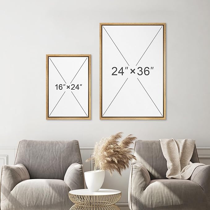 Ashbrook Framed Canvas Print Wall Art Set Garden Forest Wildflowers Nature Wilderness Illustrations Modern Art Decorative Floral Botanical Calm/Relax/Cozy for Bedroom - 24"x36"x3 Natural