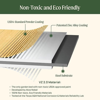Vego garden Woodgrain Series Raised Garden Bed, 26'' Tall 4' x 8' Wooden-Look Metal Planter Box Outdoor for Gardening Vegetables, Flowers, Herbs