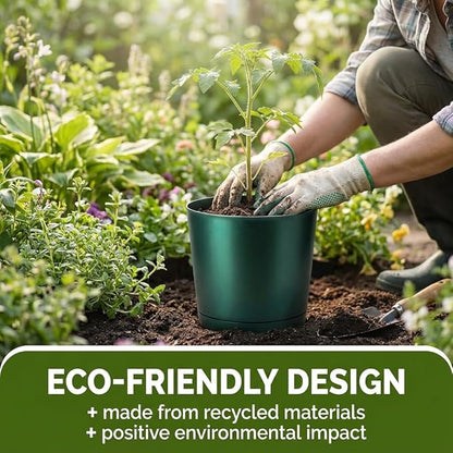Plastic Pots for Plants - 100% Recycled Materials Maritime Plastic Plant Pots for Indoor Outdoor Planters - Durable, UV & Frost Resistant Planting Pot, Nursery, Flower Pot, Large