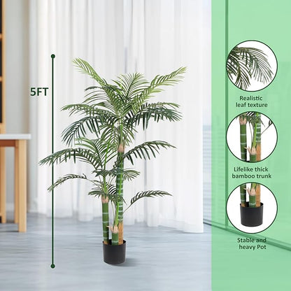 Artificial Palm Tree, Tall Tropical Palm Tree Faux Palm Plant for Indoor Outdoor Office House Living Room Home Decor