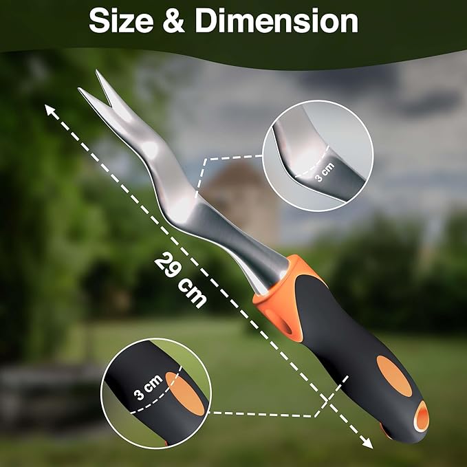 Alloy Steel Weed Puller Tool with Ergonomic Orange & Black Handle | Heavy Duty Weeding Tool for Effortless Root Removal | Durable Hand Tool for Garden & Lawn Weeding Tools Gardening