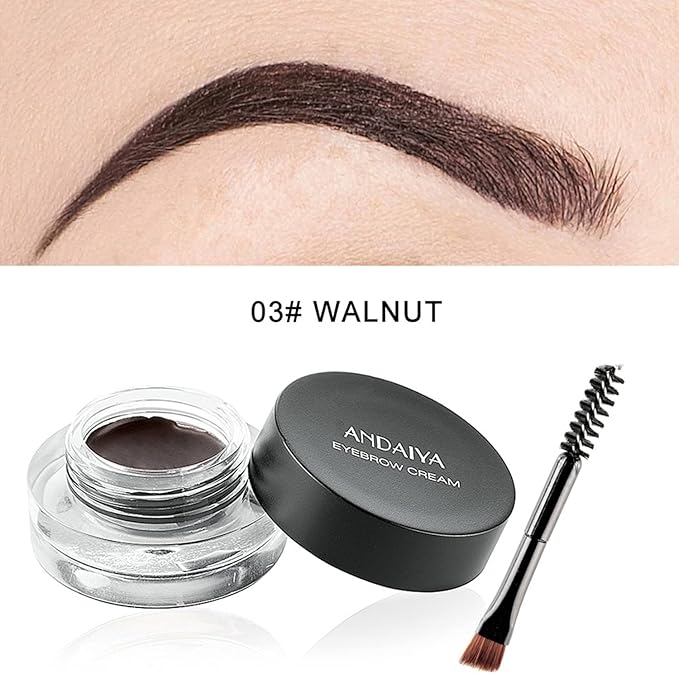 MAEPEOR 12 Colors Eyebrow Pomade Full-pigmented Long Lasting Waterproof Eyebrow Cream Gel Filling & Shaping Tinted Eyebrows Enhancers with Brush for Daily or Cosplay (03 Walnut)