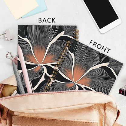 Boho Abstract Flower Spiral Notebook, Bohemian Floral Journal Notebook, Flower Aesthetic Journaling Notebooks for Women, Boho Abstract Office School Supplies Gifts, 5.5x8.3 Inch