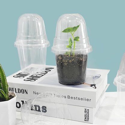 Transparent Nursery Pots 3.5Inch with Humidity Domes for Seeds Starting, Clear Plastic Plant Pots with Drainage Holes (3.54Inch, 40Pcs,Clear Pots with Lids)