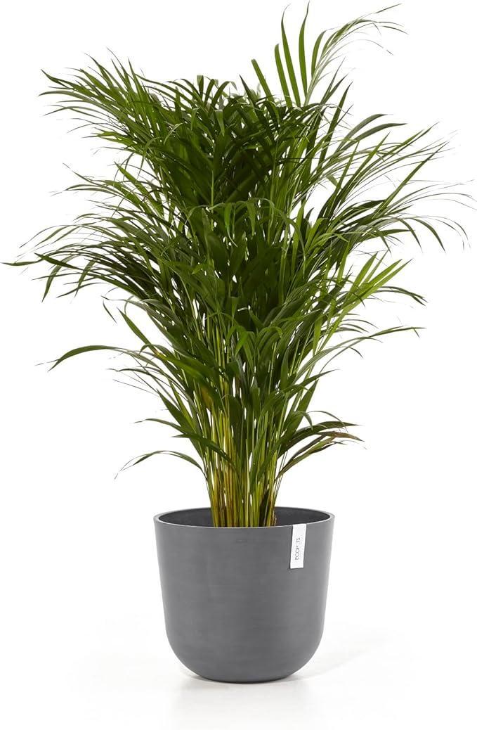 Ecopots Oslo Durable Modern Round Indoor/Outdoor Recycled-Based Composite Flower Pot Planter, Grey, 14"