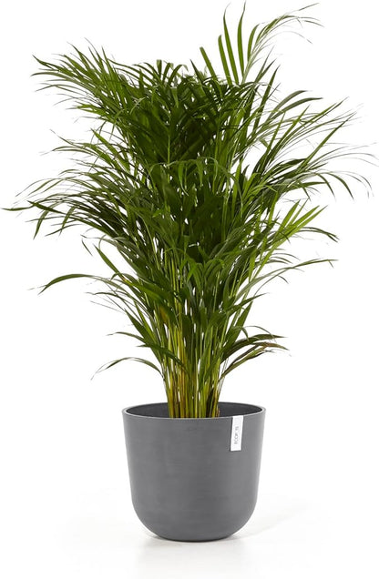 Ecopots Oslo Durable Modern Round Indoor/Outdoor Recycled-Based Composite Flower Pot Planter, Grey, 14"