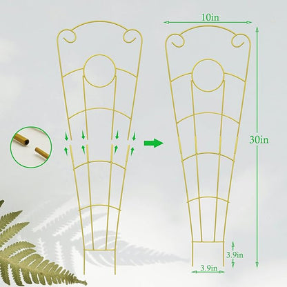 30 Inch Trellis for Climbing Plants Indoor 4 Pack Indoor Plant Trellis for Potted Plants Metal Garden Trellis for pots Indoor Outdoor for Monstera Pothos Vine Ivy Hoya(4Pcs 30inch Gold)