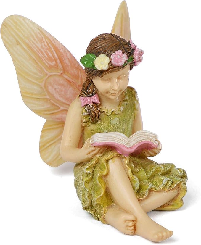 Miniature Fairy Garden A Good Read Fairy Girl Reading a Book