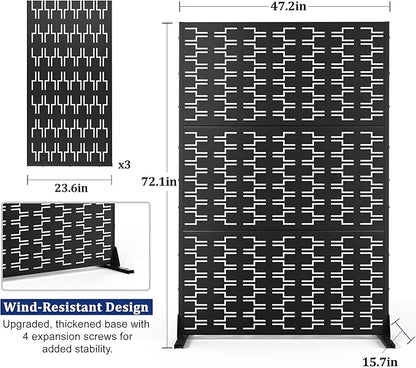 Outdoor Privacy Screen,72" H×47" W Metal Privacy Screen, Freestanding Privacy Fence Panels for Patio