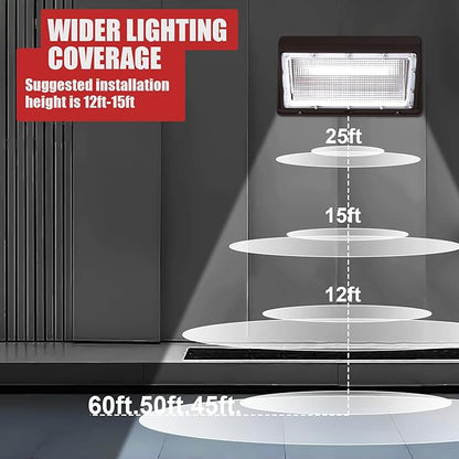 120W LED Wall Pack Outdoor, Super Bright Wallpack Lights, 5000K IP65 Waterproof Exterior Security Commercial Wall Mount Flood Lighting for House Building Shop 6 Pack