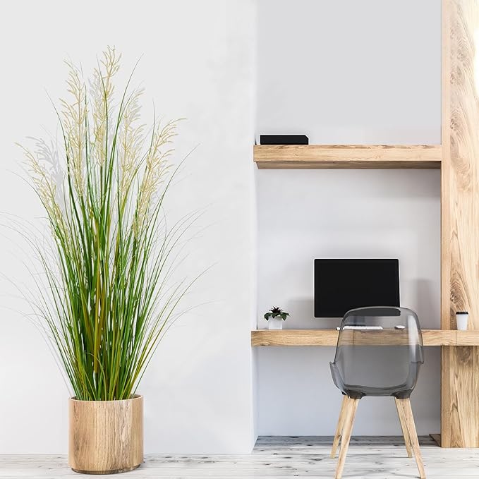 Artificial Plant, 47in Onion Grass Artificial Plant in Pot, Indoor Decorative Flowers &Greenery for Home and Office, Ideal Housewarming Gift