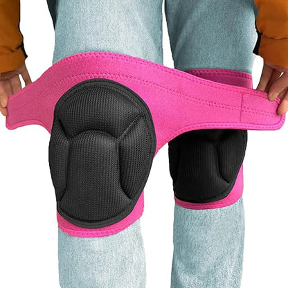 Womens Knee Pads for Kneeling on Floors, Soft EVA Foam Knee Protectors for Gardening Cleaning Floor, Adjustable Straps on Kneepads for Concrete Worker Carpenter Painter Cleaner Cawler Retailer for Christmas, Pink L