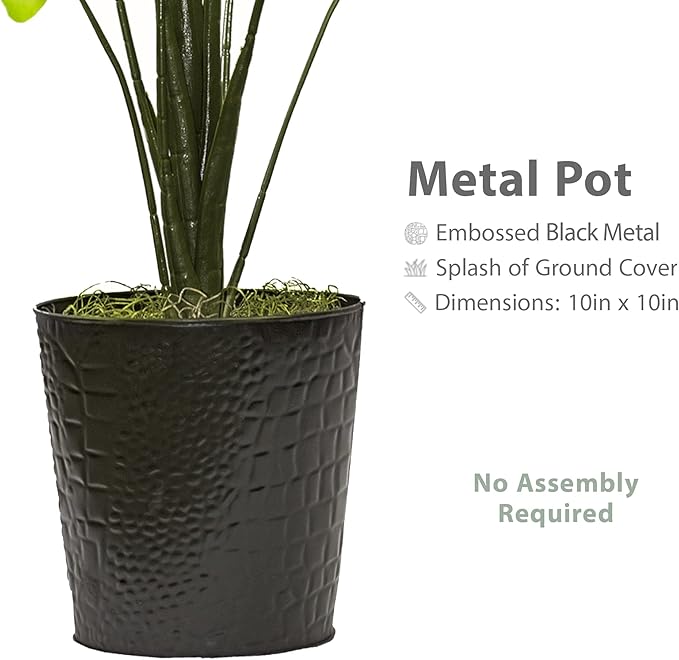2.8ft Faux Monstera Deliciosa - Realistic Fade Resistant Foilage, No Maintenance, Large Indoor Artificial Plant in Black Metal Pot - Living Room, Home & Office Decor