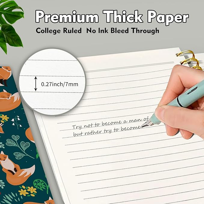 Cute Spiral Journal Notebook,Binding with Premium Paper for Girl Women,Cool Funny 120 Pages,100gsm A5 College Ruled NotebookJournal,Perfect for Gifts Nurse Teacher Women(Cute Fox)