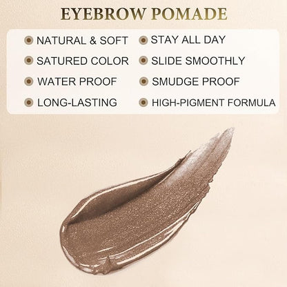 Eyebrow Pen Makeup Kit, with 4 Tip Waterproof Microblading Eyebrow Pencil, Eyeliner, Eyebrow Pomade and Dual-ended Eyebrow Brush, Brow Pencil Eyebrow Kit for Natural Looking - Dark Brown