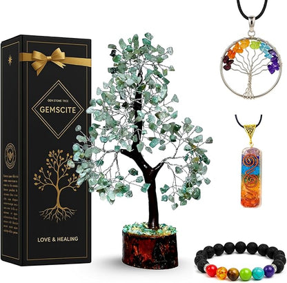 Green Jade Silver Wire Artificial Crystal Tree – Natural Gemstone Bonsai for Home & Office Decor, Healing, and Feng Shui