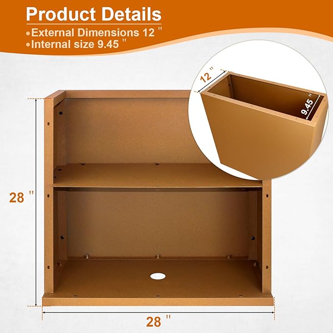 Corten Steel Planter Box 28"x12"x28", Rustic Metal Planter with Partitions & Drainage Holes, Frost Rust Resistant Heavy Duty Planter for Patio Garden Indoor Outdoor Commercial Decor