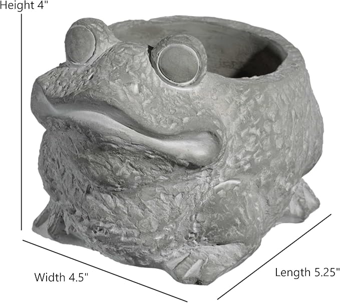 Classic Home and Garden Cement Buddies Animal Planter - Cute Desk Decoration - UV Coated Animal Vase w/Removable Drain Plug - Succulent Planter for Indoor/Outdoor Use (Frog Planter, Natural, Small)