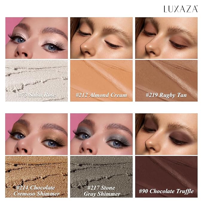 Neutral Eyeshadow Stick Makeup 6PCS Set, Metallic Shimmer Matte Cream Eye Shadow Eyeliner Brightener Pencil Crayon - BROWN LATTE