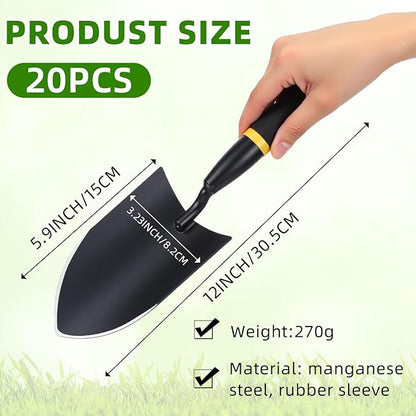 20 Pcs Garden Trowel Heavy Duty Garden Hand Shovel Tool Carbon Steel Trowel for Digging Metal Hand Shovel Spade with Resin Handle for Lawn Yard Farm Home Shop Planting (3.23 Inch)