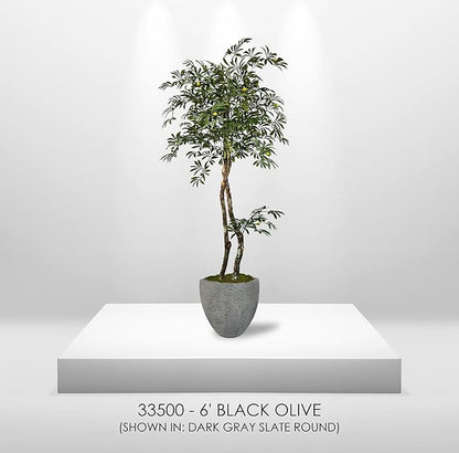 Cypress & Alabaster Handmade 6ft Mediterranean Olive Artificial Tree with Ethically Sourced Real Wood Trunks, Hypoallergenic, 6-Foot, Green