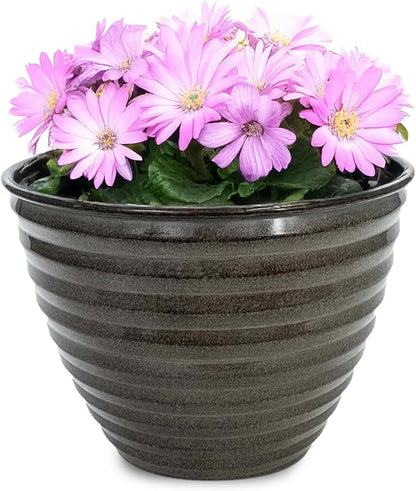 Headwind Avondale Collection Ironstone Decorative Planter - 14 Inch Pebblewood Grey Finish, Lightweight, Durable, Rust-Resistant, Weatherproof, Indoor & Outdoor Use by Robert Allen