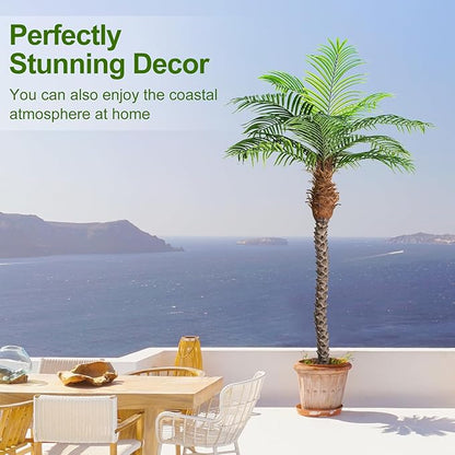 7ft Tall Artificial Phoenix Palm Tree for Outdoor Indoor Decor, Large Faux Coconut Silk Palm Tree Tropical Fake Tree Perfect for Outside Patio Poolside Home Office Decor (Set of 2)